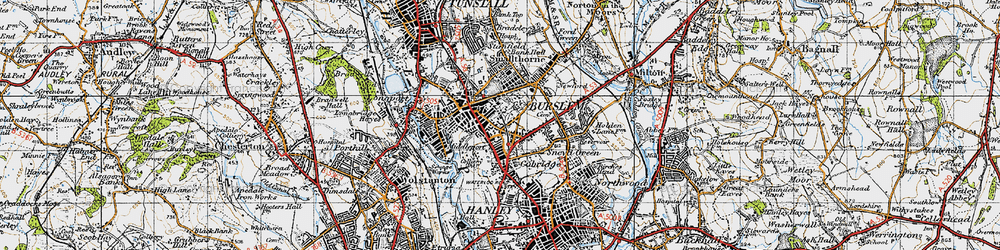 Old map of Burslem in 1946
