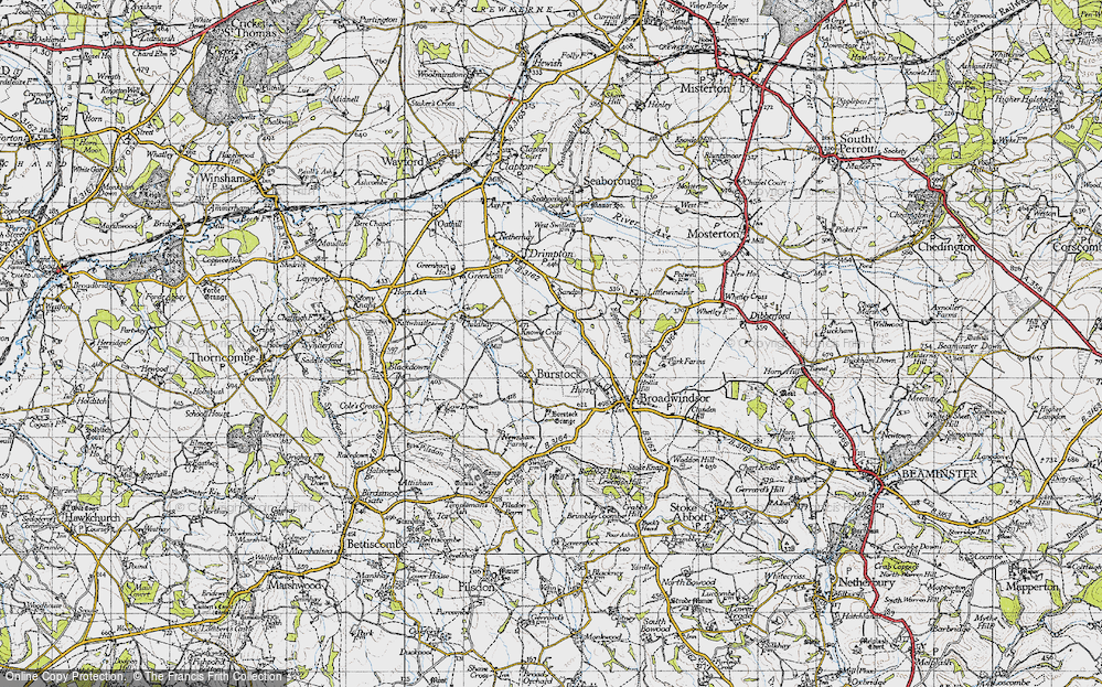Old Map of Historic Map covering Childhay in 1945