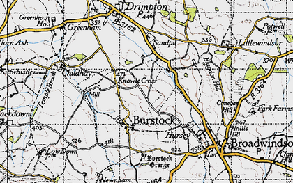 Old map of Burstock in 1945