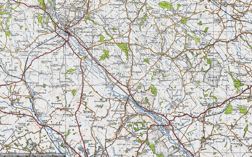 Old Map of Historic Map covering Butterhill Bank in 1946