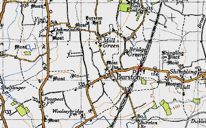 Old map of Burston in 1946
