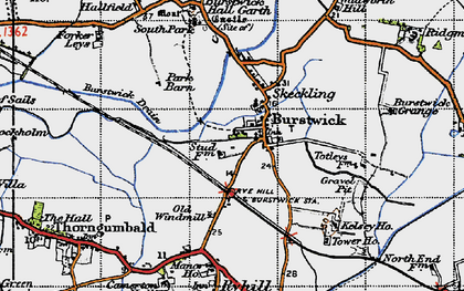 Old map of Burstwick in 1947