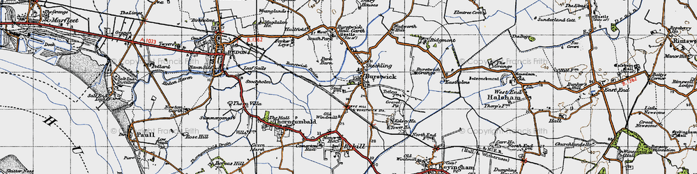 Old map of Burstwick Drain in 1947