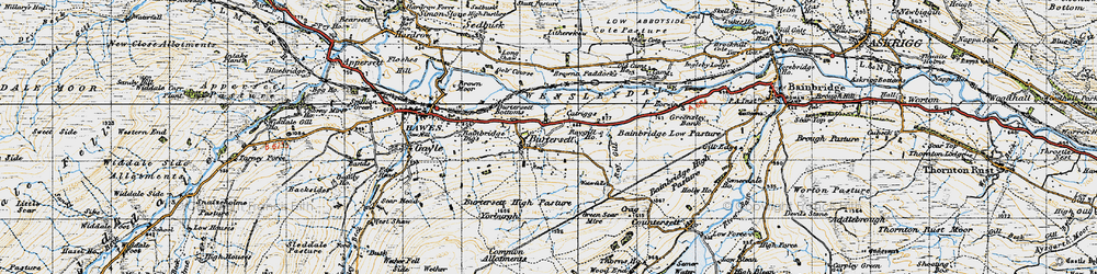 Old map of Burtersett Bottoms in 1947