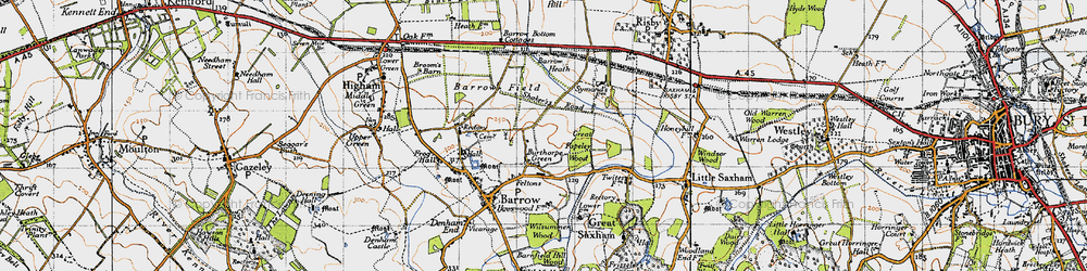 Old map of Burthorpe in 1946