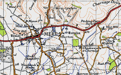 Old map of Burton in 1945