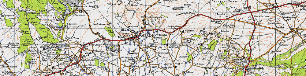 Old map of Burton in 1945