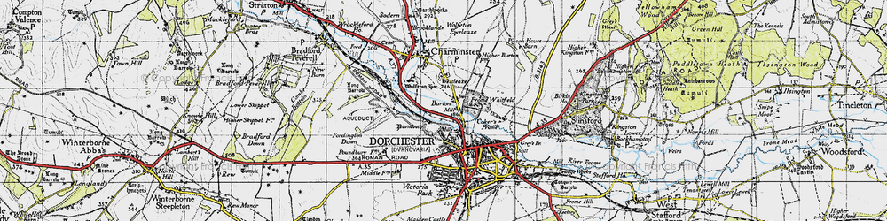 Old map of Burton in 1945