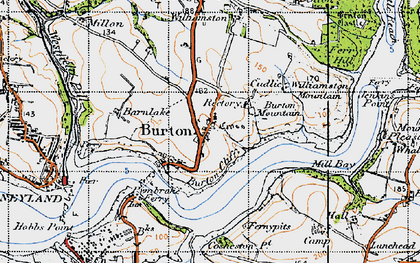 Old map of Burton Mountain in 1946