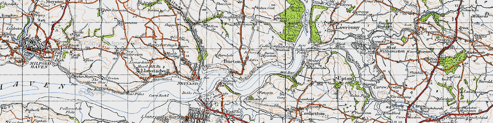 Old map of Burton in 1946