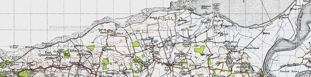 Old map of Burton in 1946