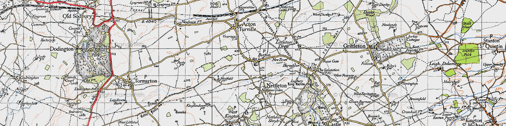 Old map of Burton in 1946