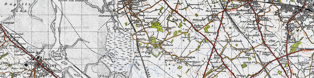 Old map of Burton in 1947