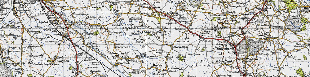 Old map of Burton in 1947