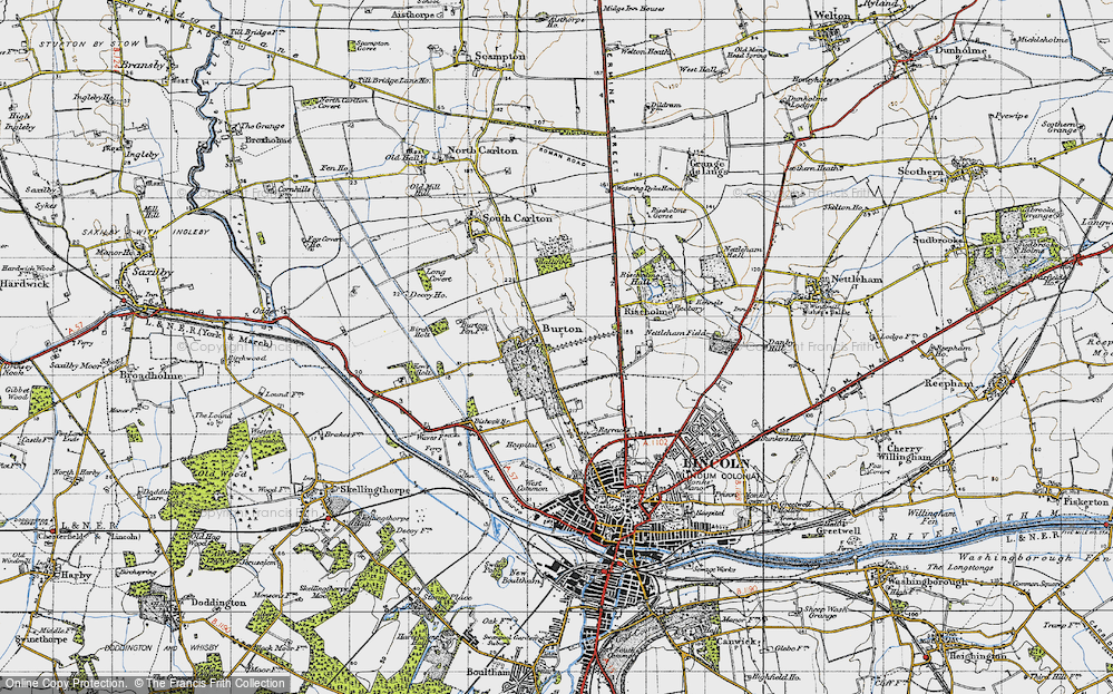 Old Map of Historic Map covering Birch Holt in 1947