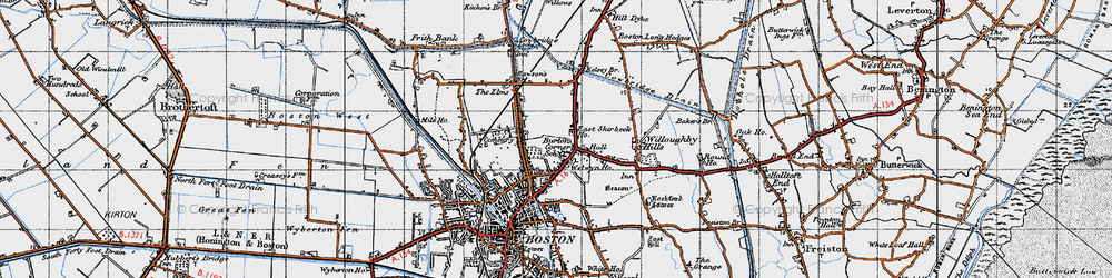Old map of Burton Corner in 1946