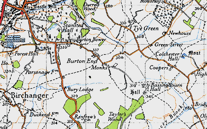 Old map of Burton End in 1946
