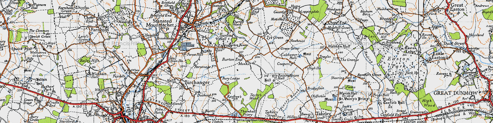 Old map of Burton End in 1946