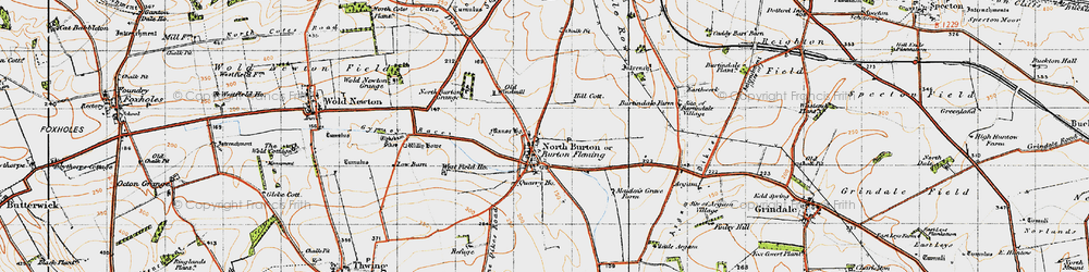 Old map of Burton Fleming in 1947