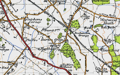 Old map of Burton Green in 1947
