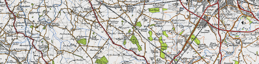 Old map of Burton Green in 1947