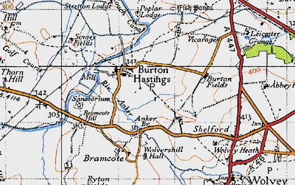 Old map of Burton Hastings in 1946