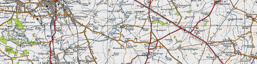 Old map of Burton Fields in 1946