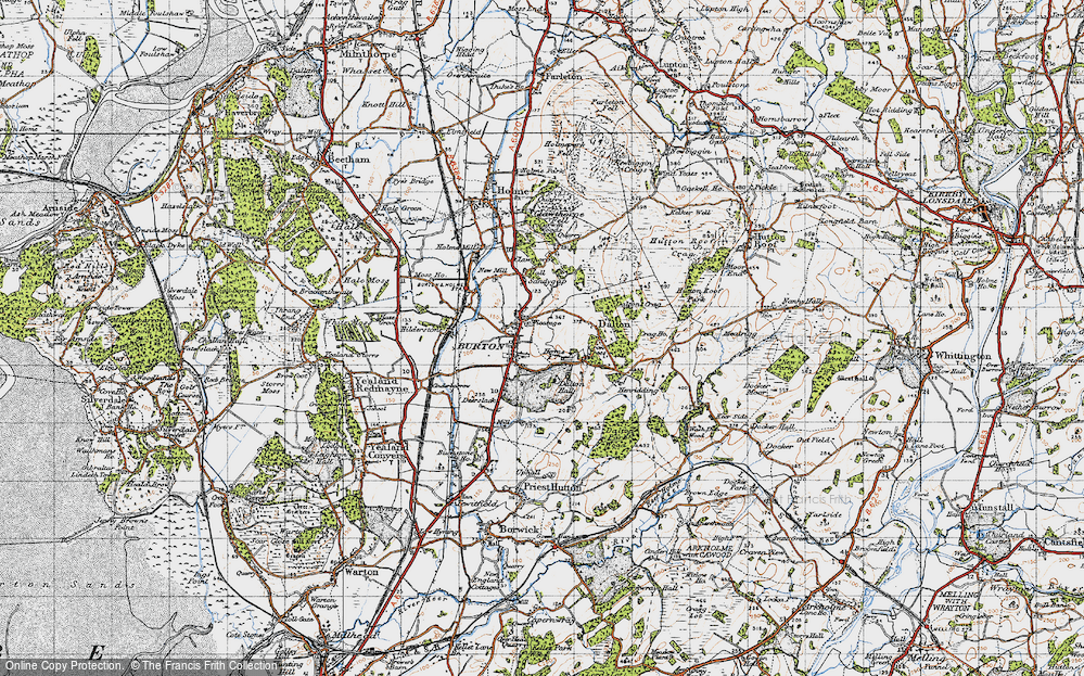 Old Map of Historic Map covering Burton Service Area in 1947