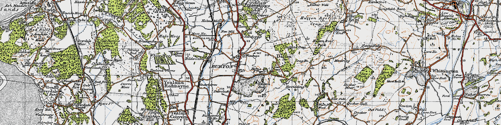 Old map of Burton Service Area in 1947