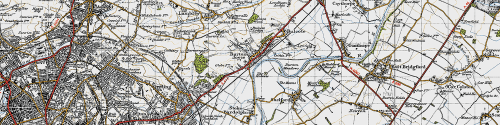 Old map of Burton Joyce in 1946