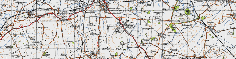 Old map of Burton Lazars in 1946