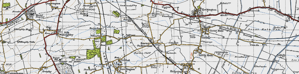 Old map of Burton Pedwardine in 1946