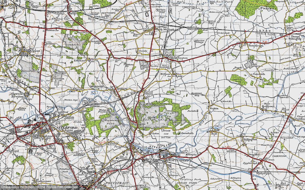 Old Map of Burton Salmon, 1947 in 1947