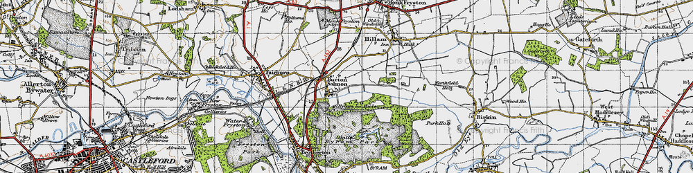 Old map of Burton Salmon in 1947