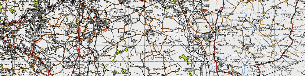 Old map of Burtonwood in 1947