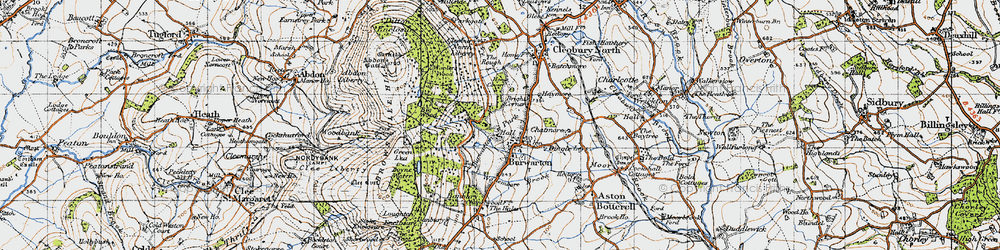 Old map of Burwarton Park in 1947