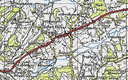 Old map of Burwash in 1940