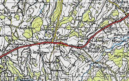 Old map of Burwash Common in 1940
