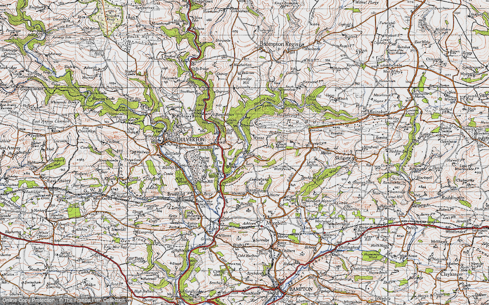 Old Map of Historic Map covering Barlynch Wood in 1946