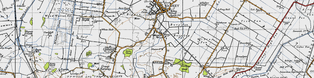 Old map of Wistow Fen in 1946