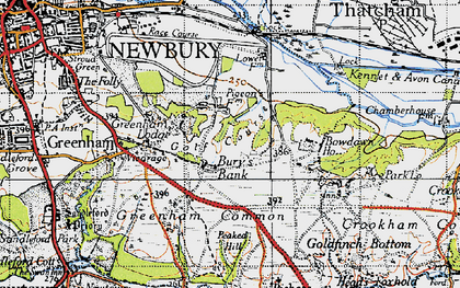 Old map of Bury's Bank in 1945