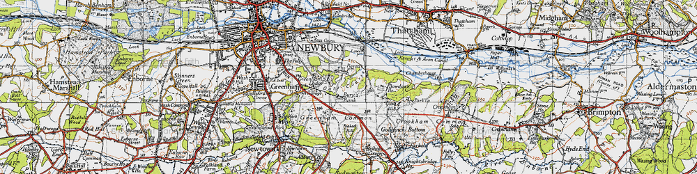 Old map of Bury's Bank in 1945
