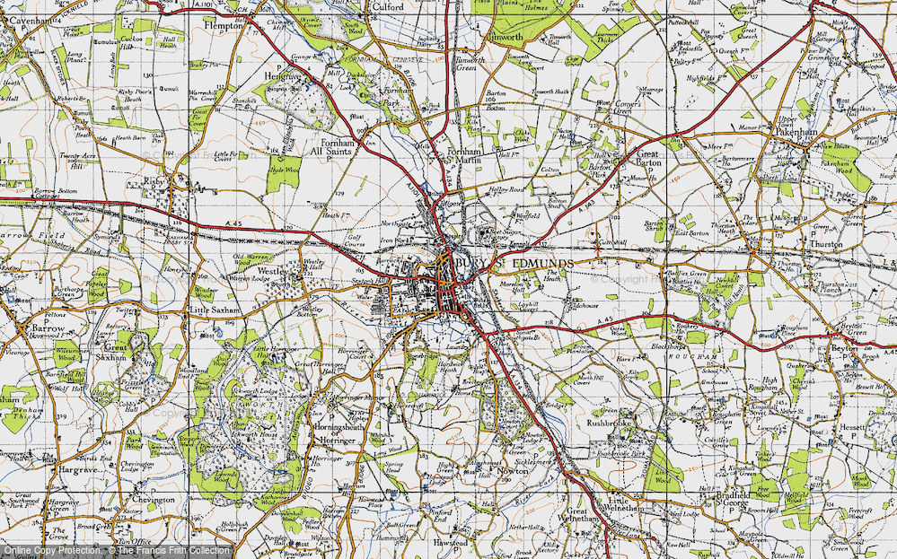 Old Map of Bury St Edmunds, 1946 in 1946