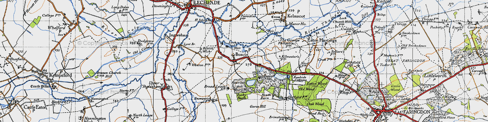 Old map of Buscot in 1947