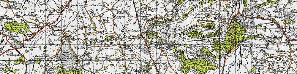 Old map of Birley Hill in 1947