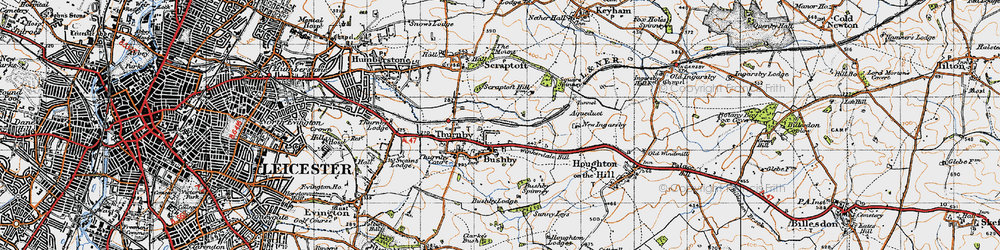 Old map of Bushby Spinney in 1946