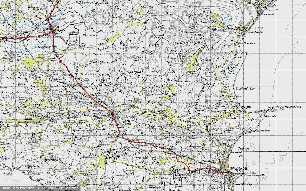 Old Map of Historic Map covering Wytch Heath in 1940