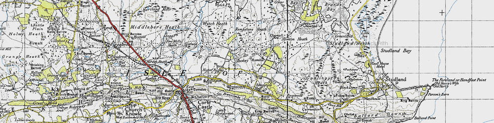 Old map of Wytch Heath in 1940