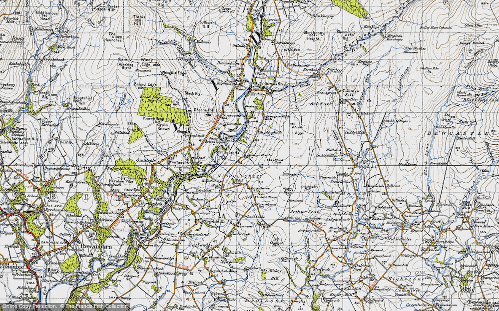 Old Map of Historic Map covering Liddel Lodge in 1947