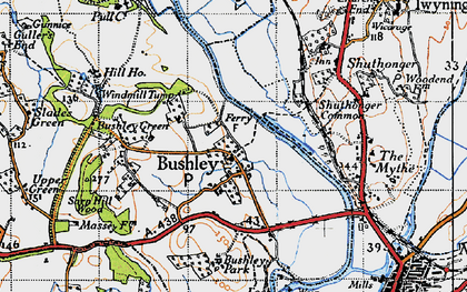 Old map of Bushley in 1947